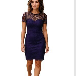 Almost Famous Women’s Dress Sz Large Black Lace Top & Sleeves Open Back EUC